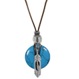 Cord Necklace with Torquoise Colored Disc